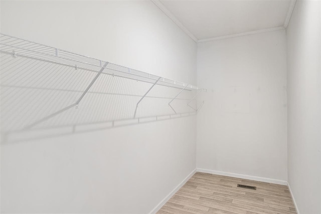 spacious closet with light wood-type flooring