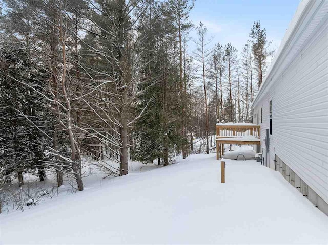 view of yard covered in snow