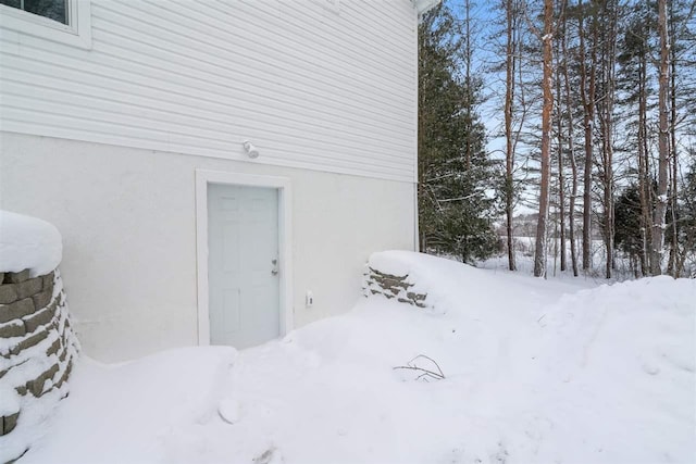 view of snow covered exterior