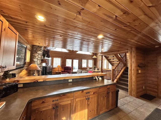 kitchen with wood ceiling