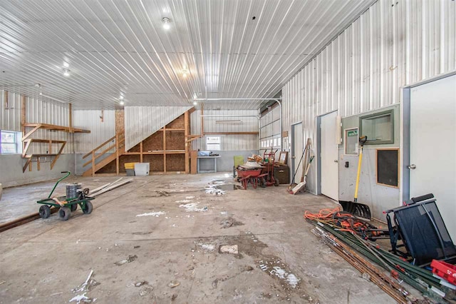 garage featuring metal wall