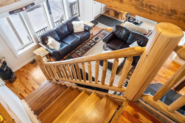 living room with wood finished floors