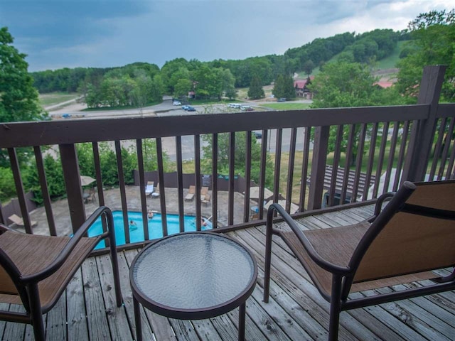 balcony with a wooded view