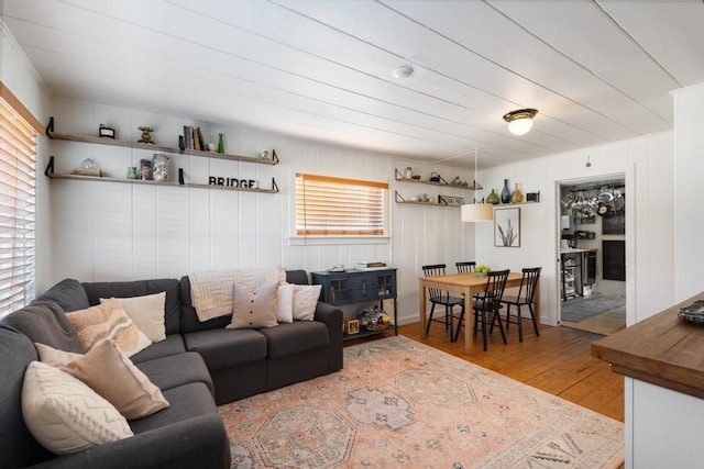 living area featuring wood-type flooring