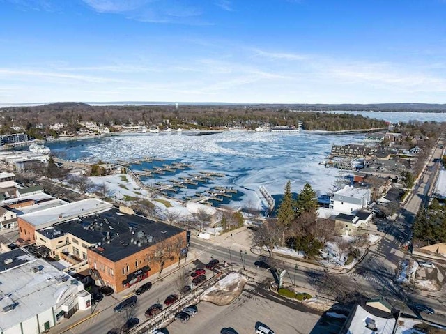 bird's eye view featuring a water view