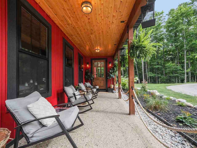 view of patio featuring covered porch