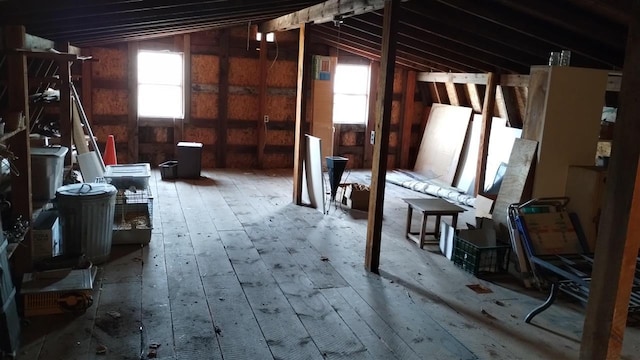 view of unfinished attic