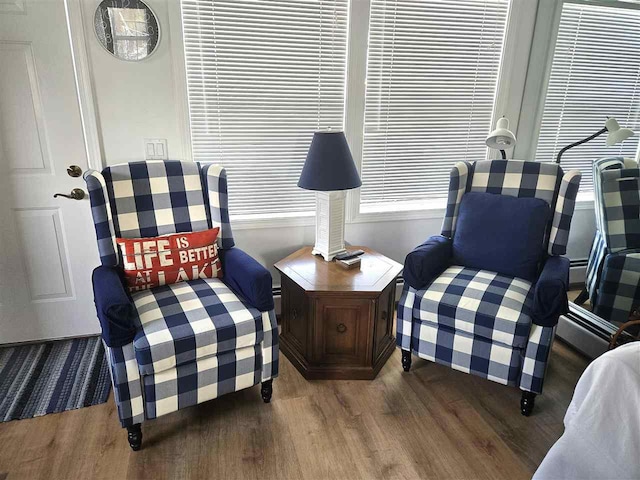 living area featuring wood finished floors