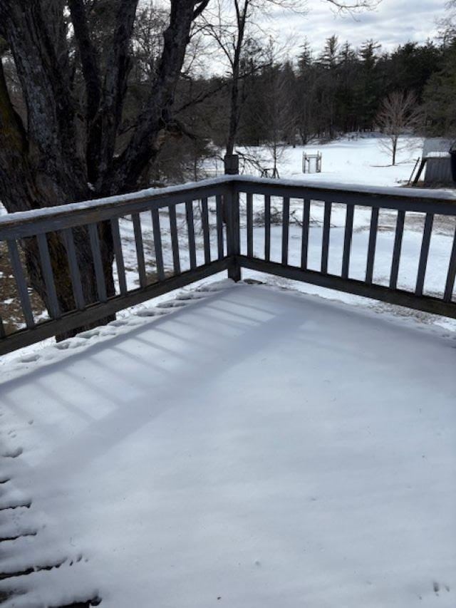 4462 E Brutus Rd, Alanson, MI 49706 - view of snow covered deck