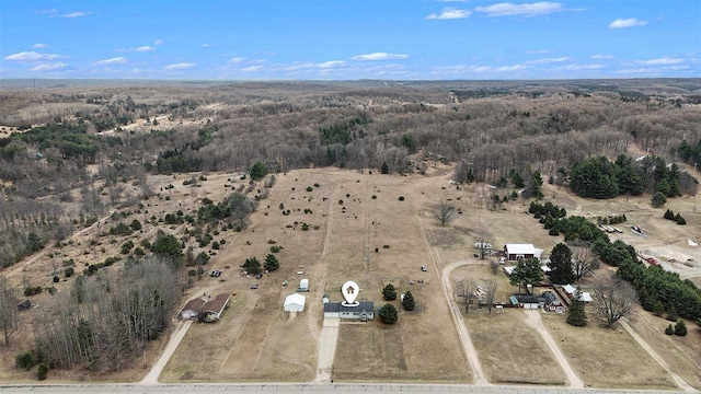 9196 NW Manley Rd, Alden, MI 49612 - bird's eye view with a rural view and a wooded view