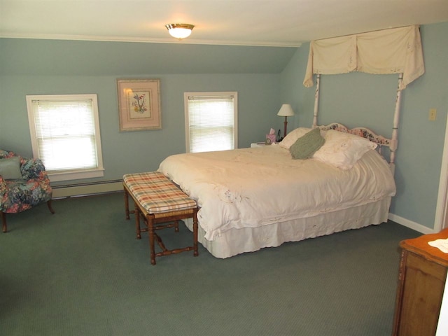 4251 Terpening Rd, Harbor Springs, MI 49740 - carpeted bedroom with a baseboard radiator and multiple windows