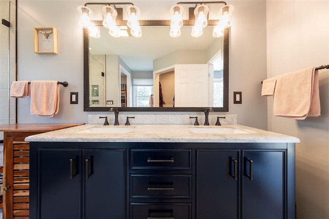 6001 N Silver Pines Dr, Bellaire, MI 49615 - bathroom featuring a sink and double vanity