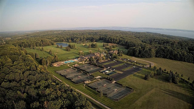 1871 Cherry Hill Ct, Harbor Springs, MI 49740 - aerial view featuring a forest view and a water view