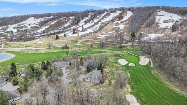 aerial view featuring view of golf course