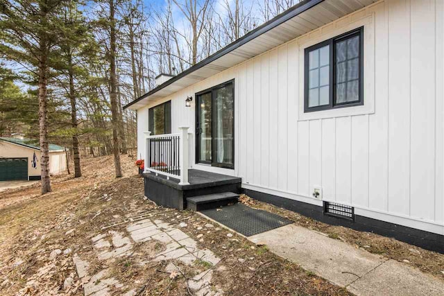 view of property exterior with crawl space