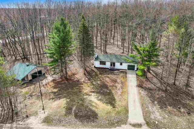 aerial view with a forest view