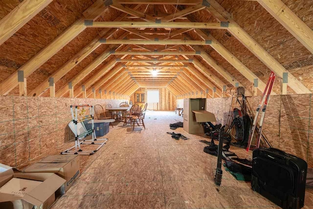 view of unfinished attic