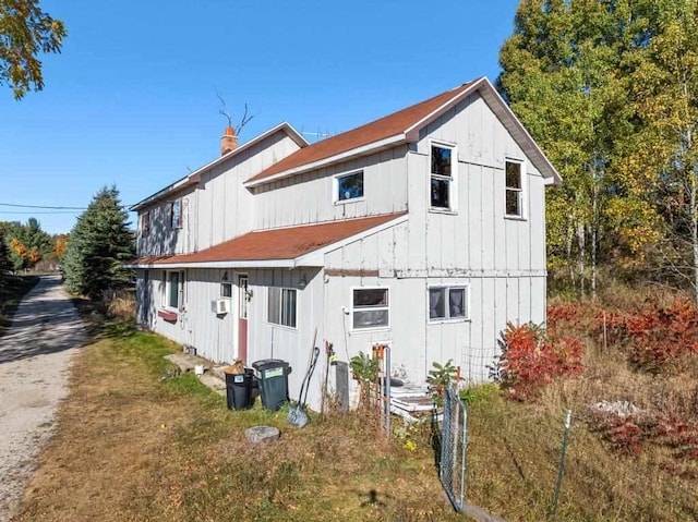 view of home's exterior with board and batten siding