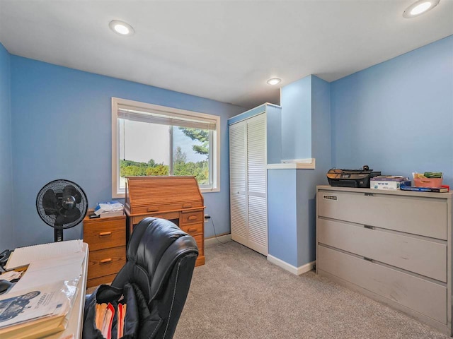 7906 Ferry Rd, East Jordan, MI 49727 - office space featuring light colored carpet, baseboards, and recessed lighting