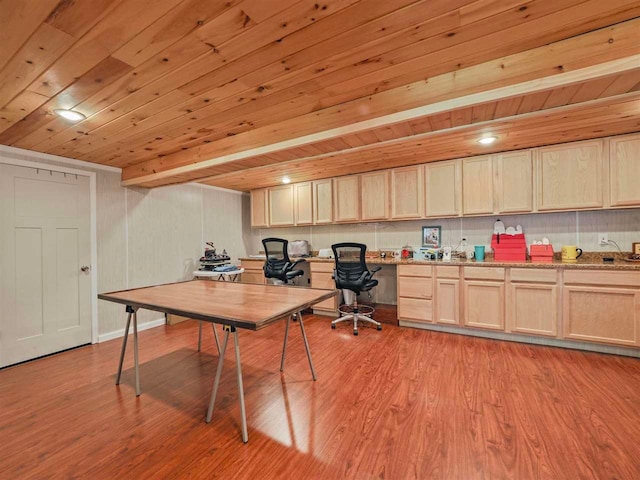 7906 Ferry Rd, East Jordan, MI 49727 - home office with light wood-style floors and wood ceiling