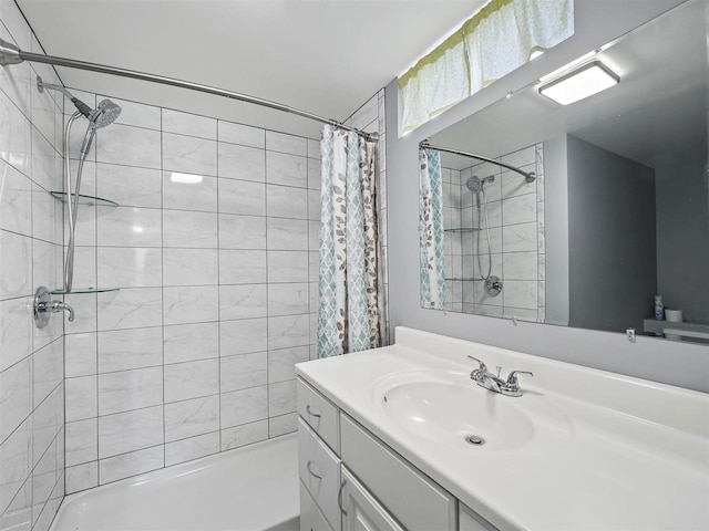 7906 Ferry Rd, East Jordan, MI 49727 - bathroom with a stall shower and vanity