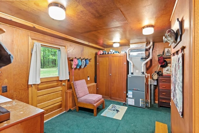 14786 Nuenfelt Rd, Johannesburg, MI 49756 - living area featuring carpet floors and wooden walls