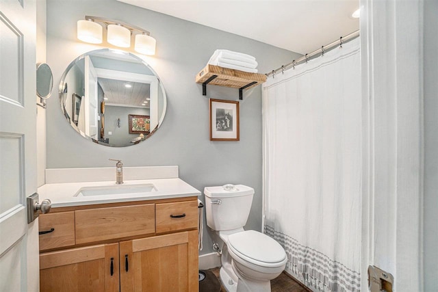 110 Hillcrest, East Jordan, MI 49727 - full bath with toilet, vanity, and a shower with shower curtain
