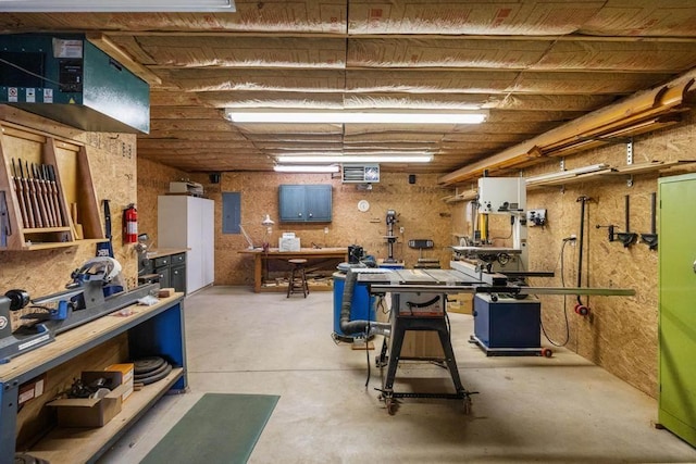 8120 Susan Shore Dr, Charlevoix, MI 49720 - below grade area with a workshop area and electric panel