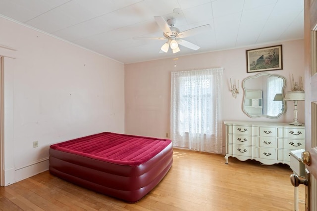 619 Kalamazoo Ave, Petoskey, MI 49770 - bedroom featuring light wood-type flooring, ornamental molding, and ceiling fan