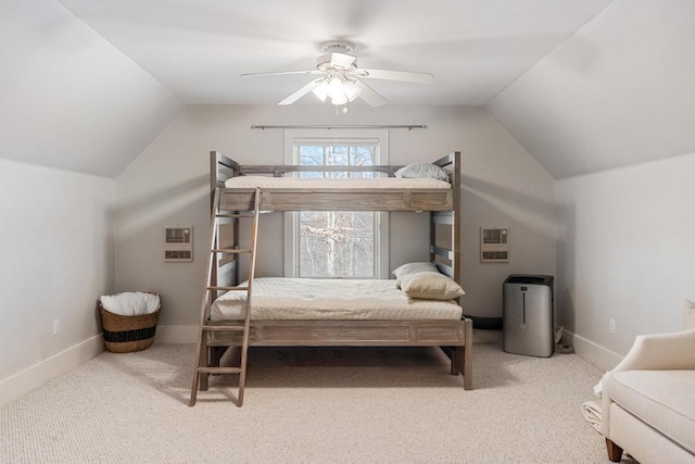334 Birchwood Ter, Harbor Springs, MI 49740 - carpeted bedroom with vaulted ceiling, a ceiling fan, and baseboards