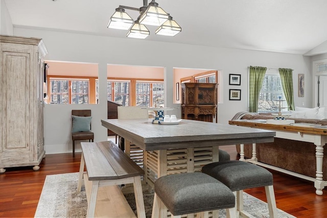 334 Birchwood Ter, Harbor Springs, MI 49740 - dining room featuring dark wood-type flooring and vaulted ceiling