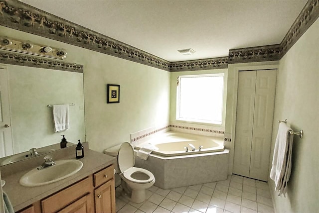 3330 Commodore Dr, East Jordan, MI 49727 - bathroom with a bath, tile patterned floors, toilet, and vanity