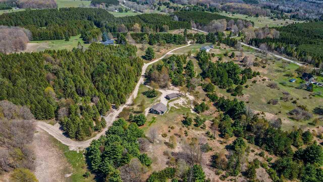 10300 Vista Ridge Dr, Alden, MI 49612 - aerial view of property's location with rural landscape and a heavily wooded area