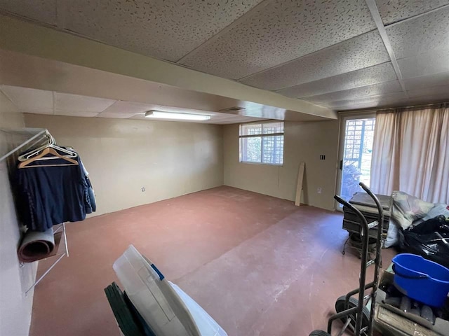 9690 Lake St, Ellsworth, MI 49729 - basement with a paneled ceiling