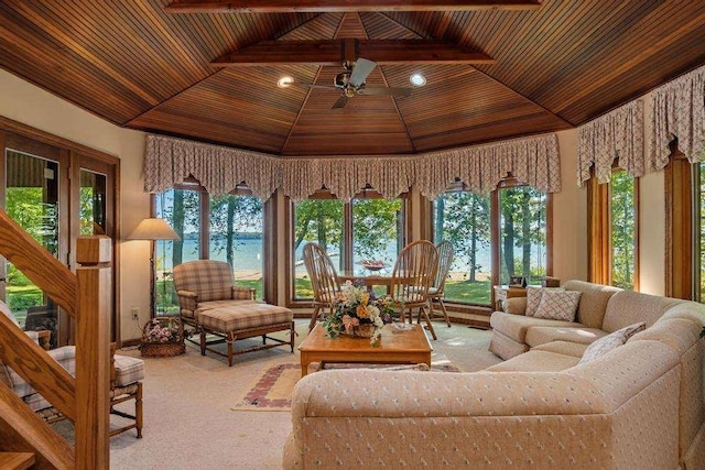1442 Indian Point Rd, Brutus, MI 49716 - sunroom with a water view