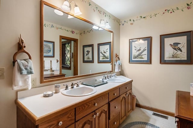 1442 Indian Point Rd, Brutus, MI 49716 - full bath with double vanity and baseboards