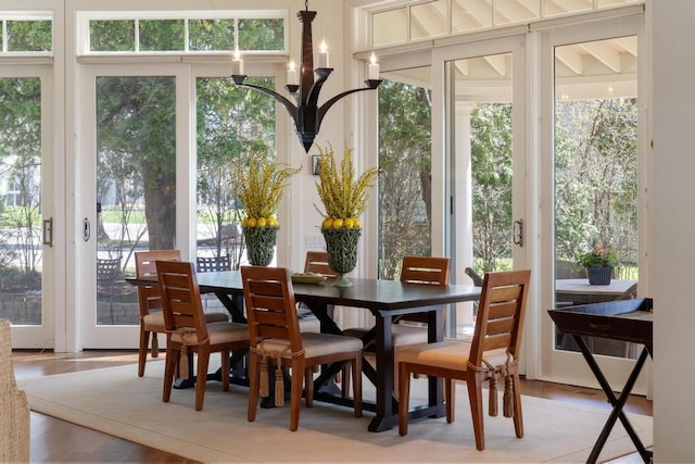 dining room with light wood-type flooring