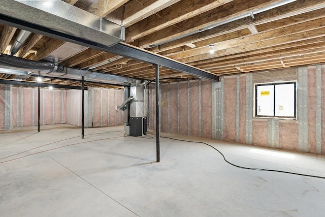basement with heating unit