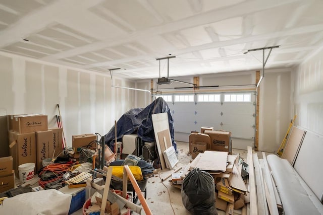 garage with a garage door opener
