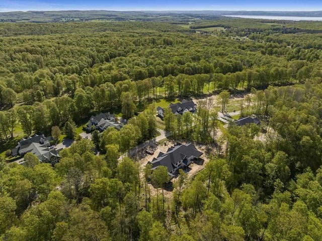 aerial overview of property's location featuring a heavily wooded area