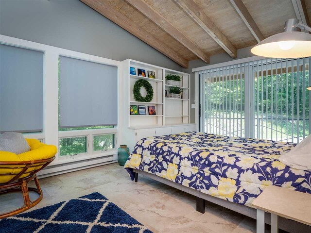 998 N Shr, Walloon Lake, MI 49796 - bedroom with baseboard heating, access to exterior, and marble finish flooring