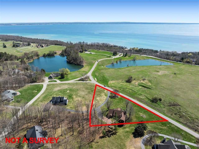110 Birchwood Dr, Harbor Springs, MI 49740 - aerial overview of property's location with a nearby body of water and property parcel outlined