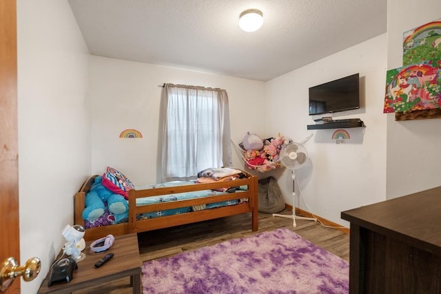 8900 Lewis Rd, Vanderbilt, MI 49795 - bedroom with wood finished floors, baseboards, and a textured ceiling