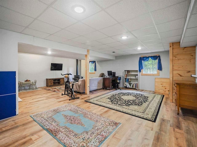 2729 Ranney Rd, East Jordan, MI 49727 - home office featuring a drop ceiling and wood finished floors