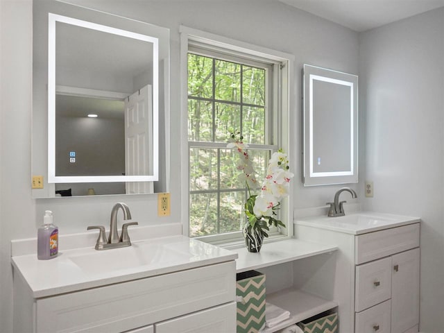 2729 Ranney Rd, East Jordan, MI 49727 - bathroom with plenty of natural light and two vanities