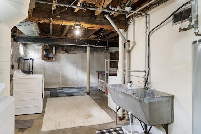 612 E Mitchell St, Petoskey, MI 49770 - unfinished below grade area with independent washer and dryer and a sink