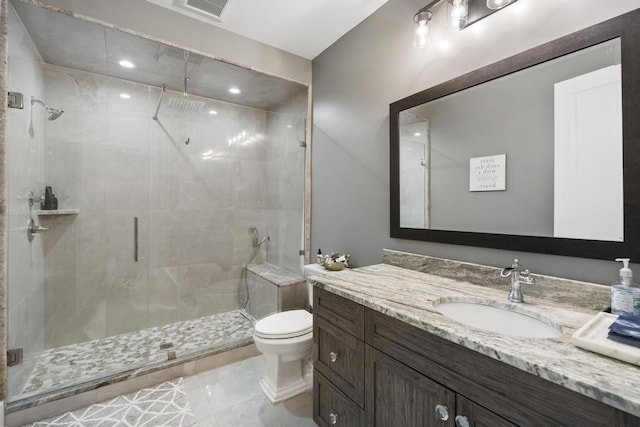 4435 Lake Shore Dr, Charlevoix, MI 49720 - full bathroom featuring toilet, a shower stall, vanity, and recessed lighting