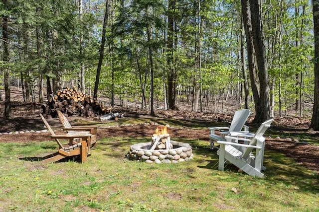 2018 Greenbriar Ter, Harbor Springs, MI 49740 - view of green lawn with an outdoor fire pit