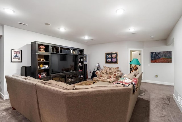 917 Grove St, Petoskey, MI 49770 - living area featuring carpet, baseboards, and recessed lighting