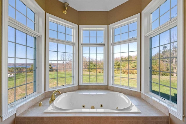 8530 Dustin Ln, East Jordan, MI 49727 - full bathroom with healthy amount of natural light and a whirlpool tub